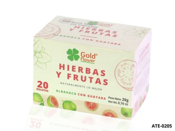 HIERBAS Y FRUTAS Gold Flower ALBAHACA CON GUAYABA X 20 SOBRES PRIMERA