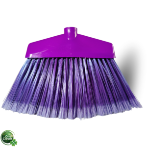 Este es el más importante para que Google sepa qué hay en la imagen. Escribe: Escoba Monaliza original de One Clover SAS en color morado sobre piso de mármol reluciente.