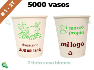 Vaso 9 Onzas de Cartón Personalizado 5 Cajas de 20 paquetes x 50 unidades Alto Calibre Premium