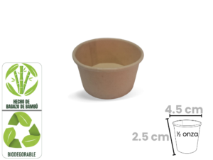 Copa 0.5 Onzas Cartón Bambú x 50 Unidades Biodegradable