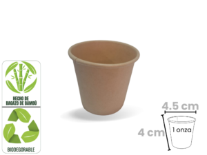Copa 1.5 Onzas Bambú x 50 Unidades Biodegradable