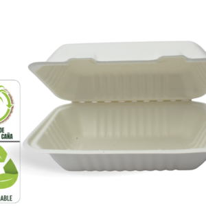 Portacomidas J1 de Bagazo de Caña 900 ml 20 Unidades Biodegradable Compostable
