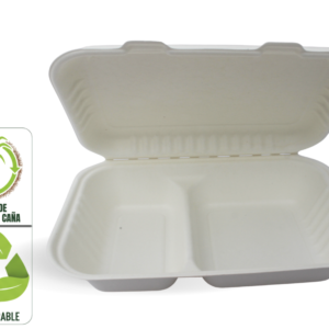 Portacomidas J2 de Bagazo de Caña 950 ml x 20 Unidades Biodegradable Compostable