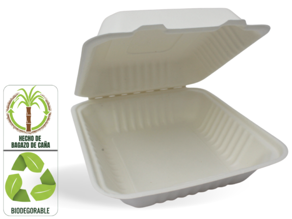 Portacomidas P1 de Bagazo de Caña 1000 ml x 20 Unidades Biodegradable Compostable 1