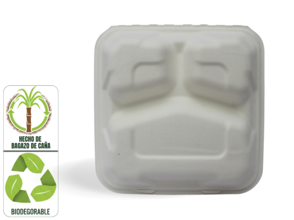 Portacomidas P3 de Bagazo de Caña 750 ml x 20 Unidades Biodegradable Compostable