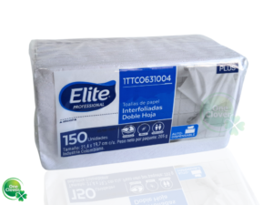 Toalla de papel para manos  Elite Doble Hoja Blanca de Papel 150 Unidades Interfoliada en C