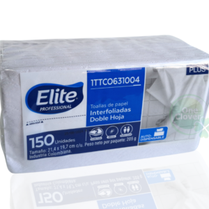 Toalla de papel para manos  Elite Doble Hoja Blanca de Papel 150 Unidades Interfoliada en C