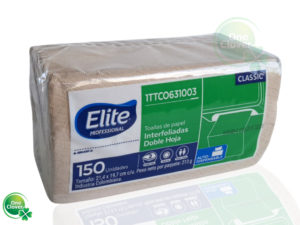 Toalla de Papel Para Manos Elite Doble Hoja Natural x 150 Unidades Interfoliada en C
