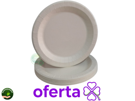 Plato de Cartón 23 cm 8" Biodegradable x 20 Unidades