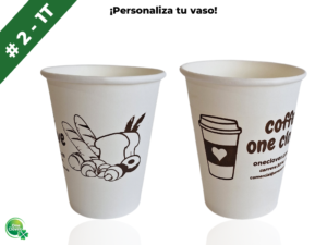 Vaso 9 Onzas de Cartón Personalizado #1 Impresión 1Tinta paquetes x 50 unidades