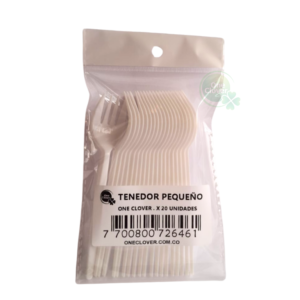 Tenedor pequeño postre Desechable  de plástico x 20 und