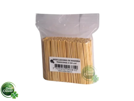 Mezclador Madera 11 CM x 500 unidades Tradicional One Clover