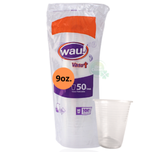 Vaso wau 9 Onzas Transparente x 50 Unidades