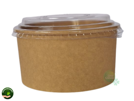 Bowl Kraft Biodegradable 1000 ml (32 oz) con Tapa Plástica x 20 Unidades