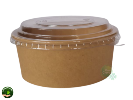 Bowl Kraft Biodegradable 750 ml (25 oz) con Tapa Plástica x 20 Unidades