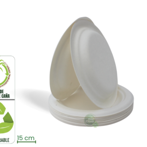 Plato 15 cm. Bagazo de Caña Biodegradable x 20 Unidades