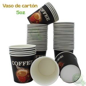 Vasos de cartón de 5 onzas con diseño impreso para café y bebidas calientes.